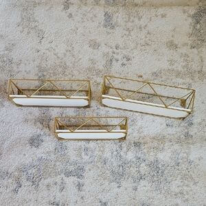 Gold and White Geometric Wall Shelves